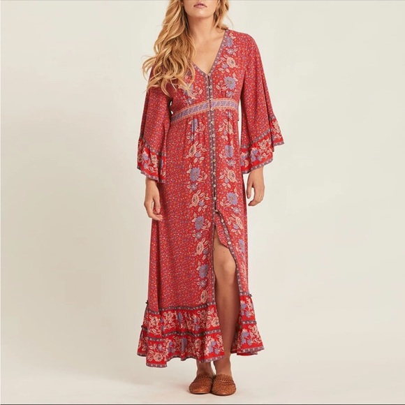Gorgeous Red Boho Gypsy Maxi Dress - Picture 4 of 9